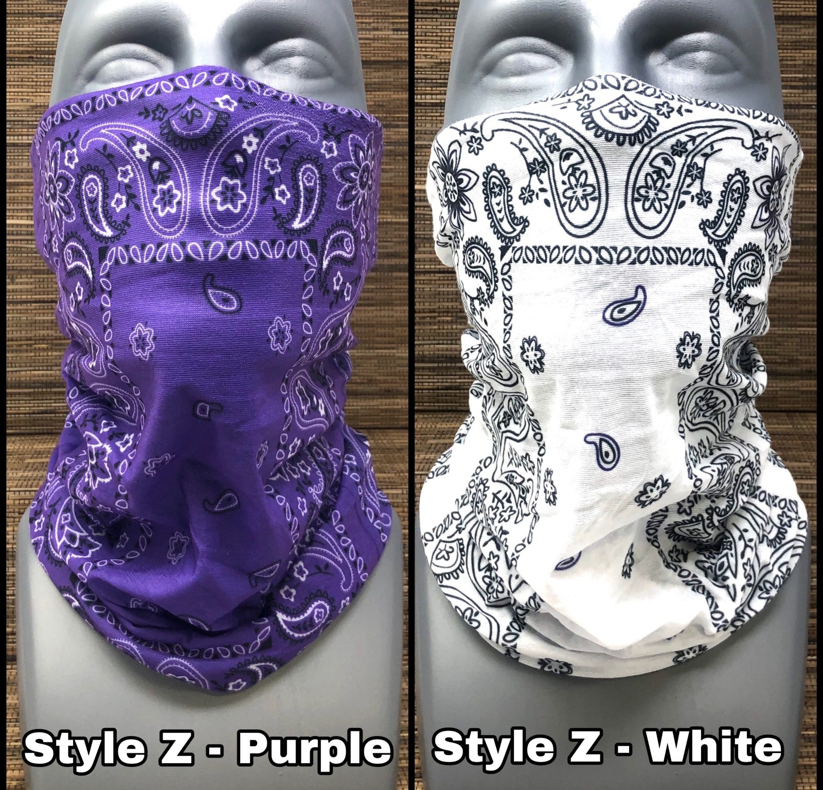 Black Paisley Face Mask Neck Gaiter Motorcycle Balaclava Tube Bandana Bike Mask