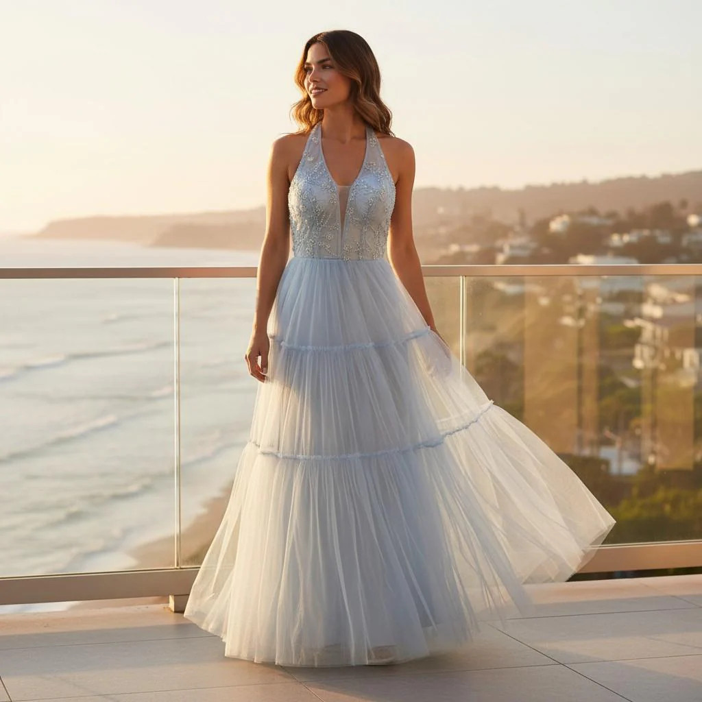 Celestial Charm: Starlit Tulle Party Dress