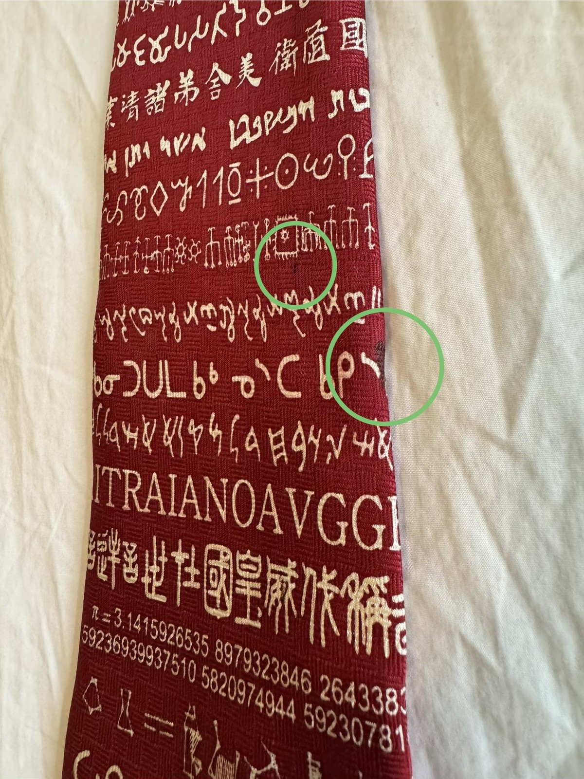 Josh Bach World Languages Red Men’s Silk Tie 58″ x 3.75″ USA / SEE DESCRIPTION