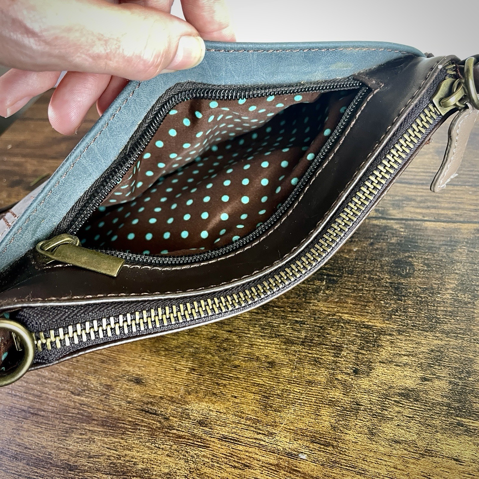 Chala Crossbody Bag Clutch with Dachshund Applique Faux Leather MISSING STRAP