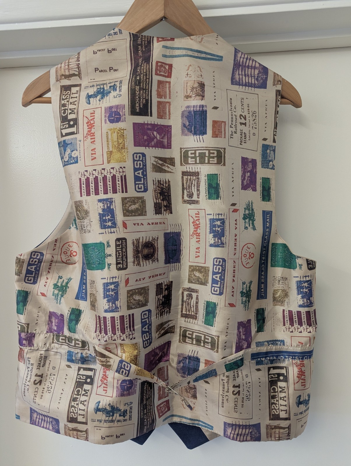 Claudio Luigi Vintage Waistcoat Blue 40″ Chest Back Pattern