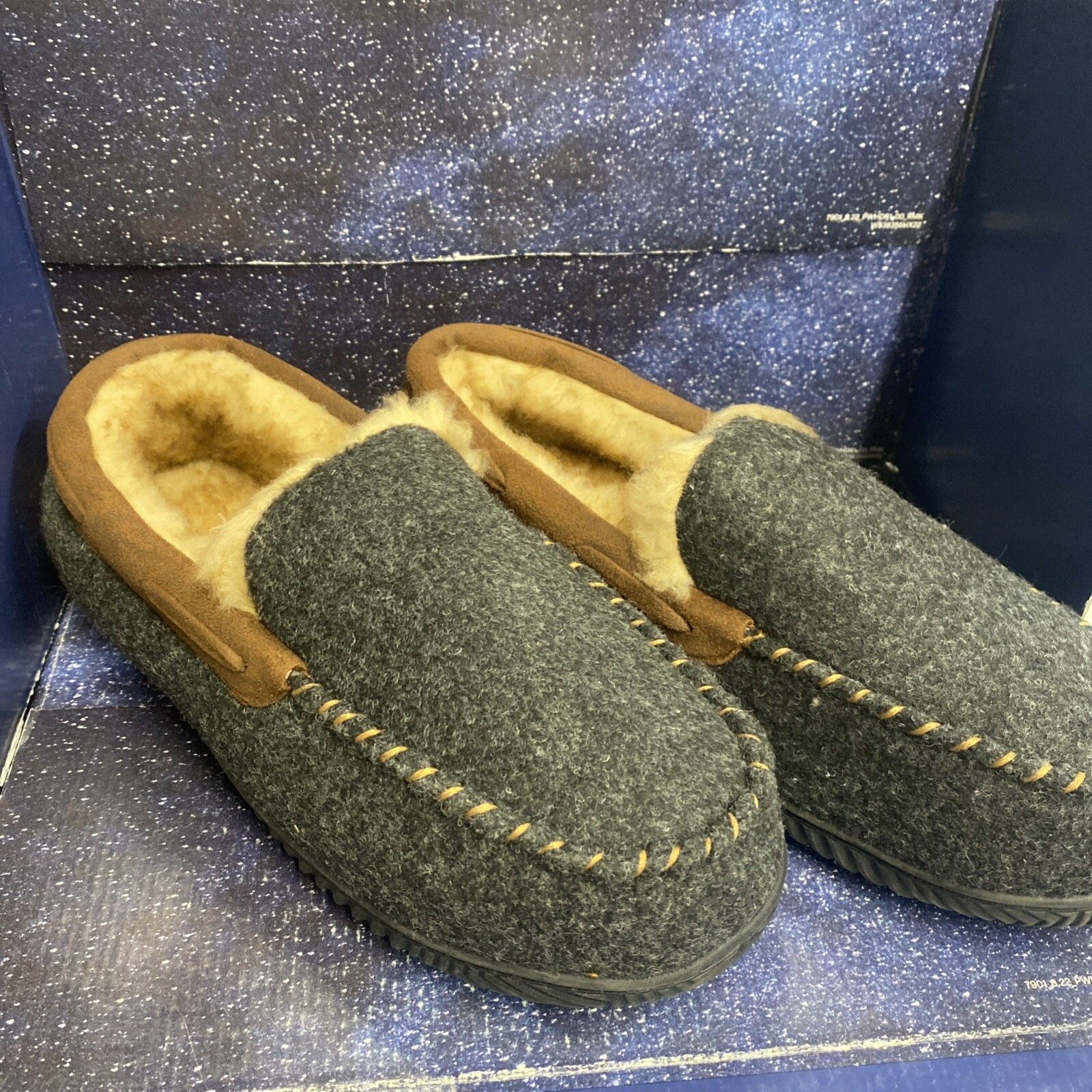 RockDove Men’s Hearthfire Memory Foam Moccasin Slipper Black/Dark ASH Size 10