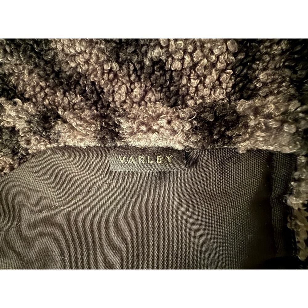 Varley Womens Zebra Print Fleece Zip Jacket Size M Grey Black Cozy Athleisure