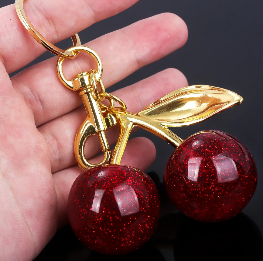 1pcs Red Cherry Pendant Keychain – Summer Fruit Charm for Bags & Keys – NEW