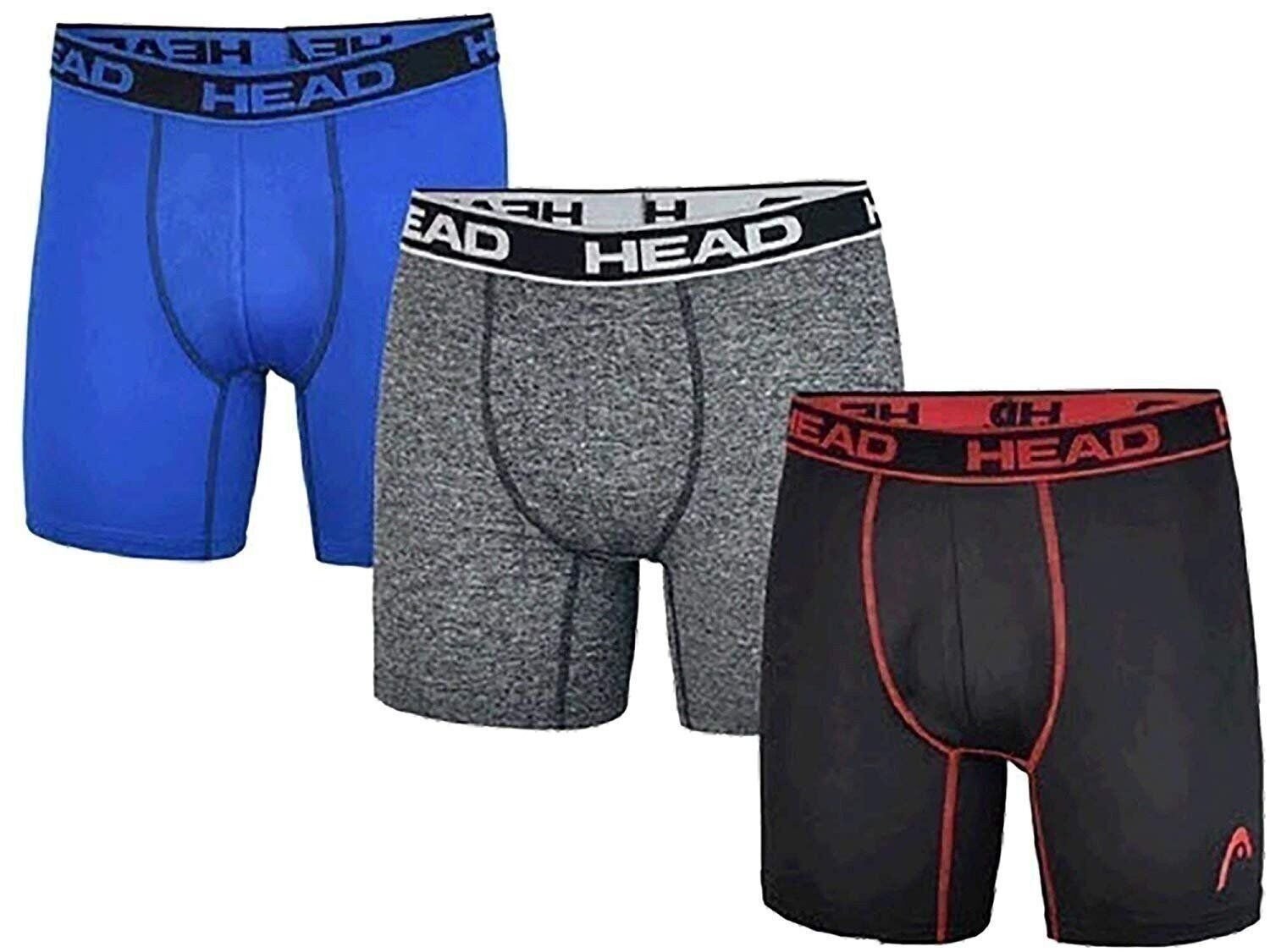 HEAD Mens Performance Underwear 3-PACK Boxer Briefs S-5XL Polyester/Spandex