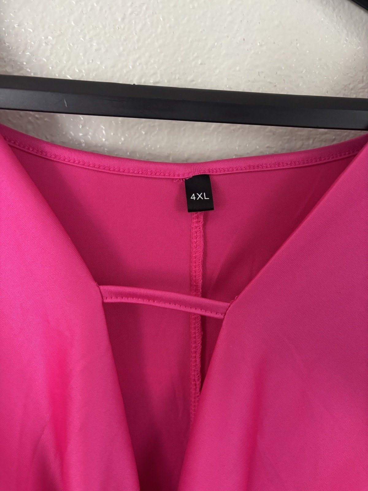 Women’s Draped V-Neck Top in Hot Pink 4X