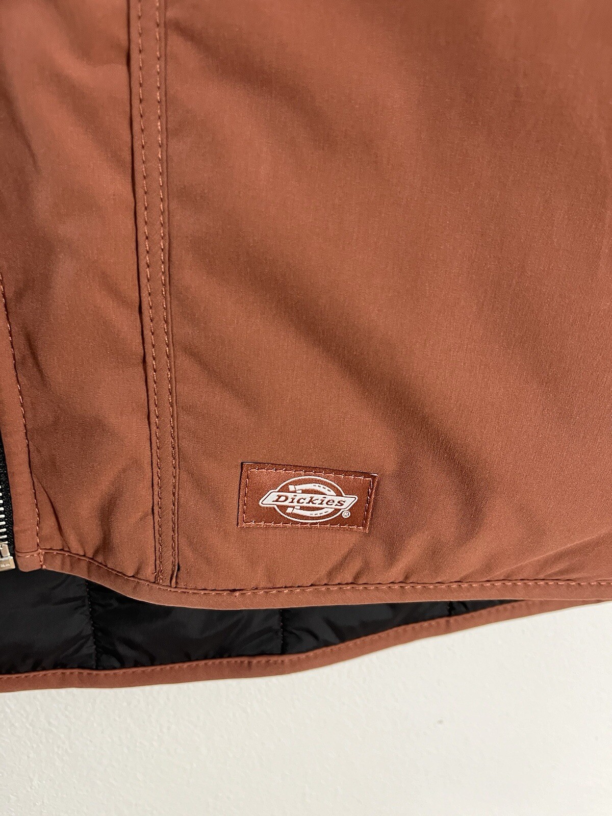 Dickies Vest Mens Medium Brown Canvas Lined Insulated Pockets Work Casual