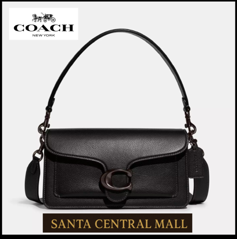 COACH CH857 Tabby Shoulder Bag 26 Polished Pebble Leather Black Outlet New