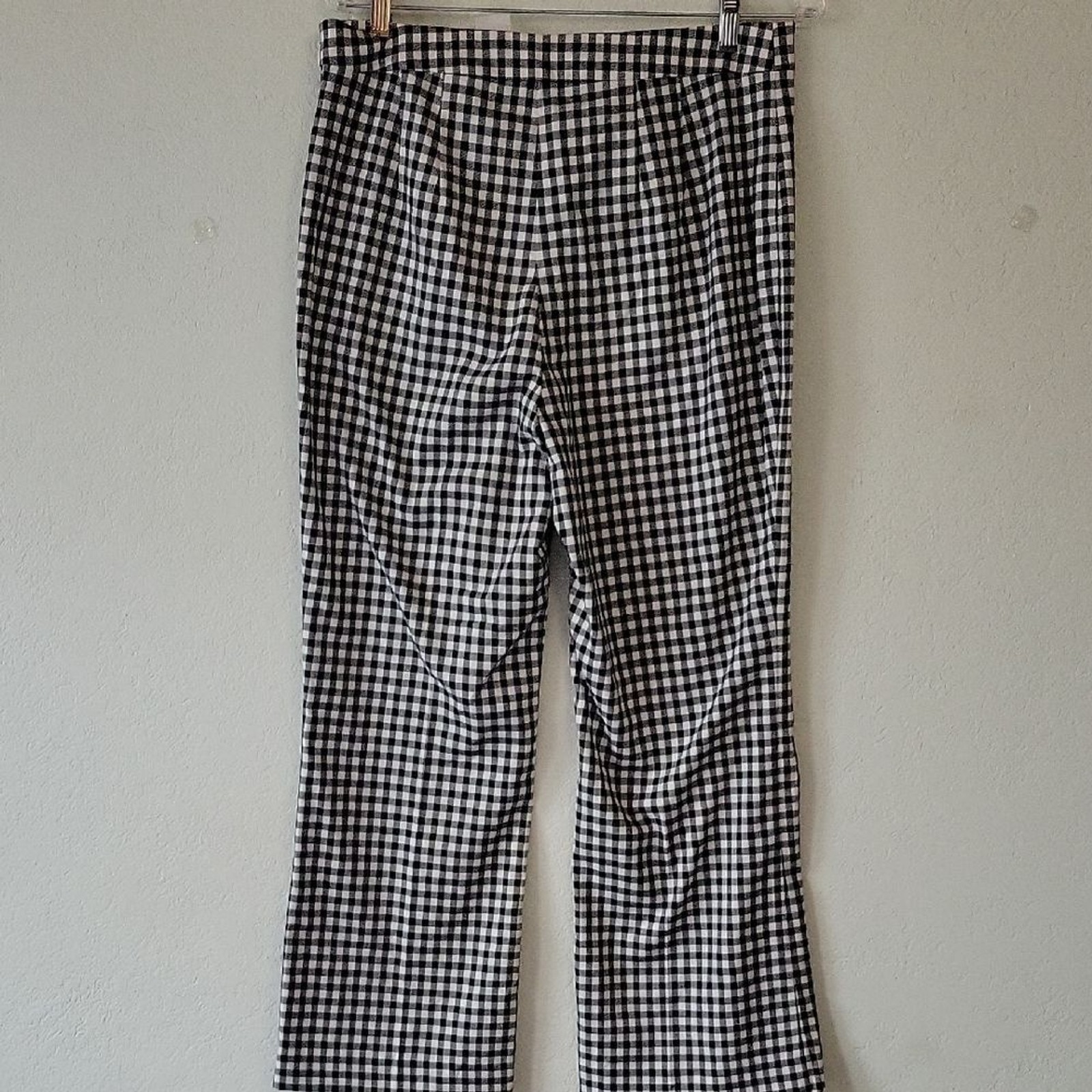 Ann Taylor The Flare Pant Ginghanm Monochrome Checkered Trousers Size 8