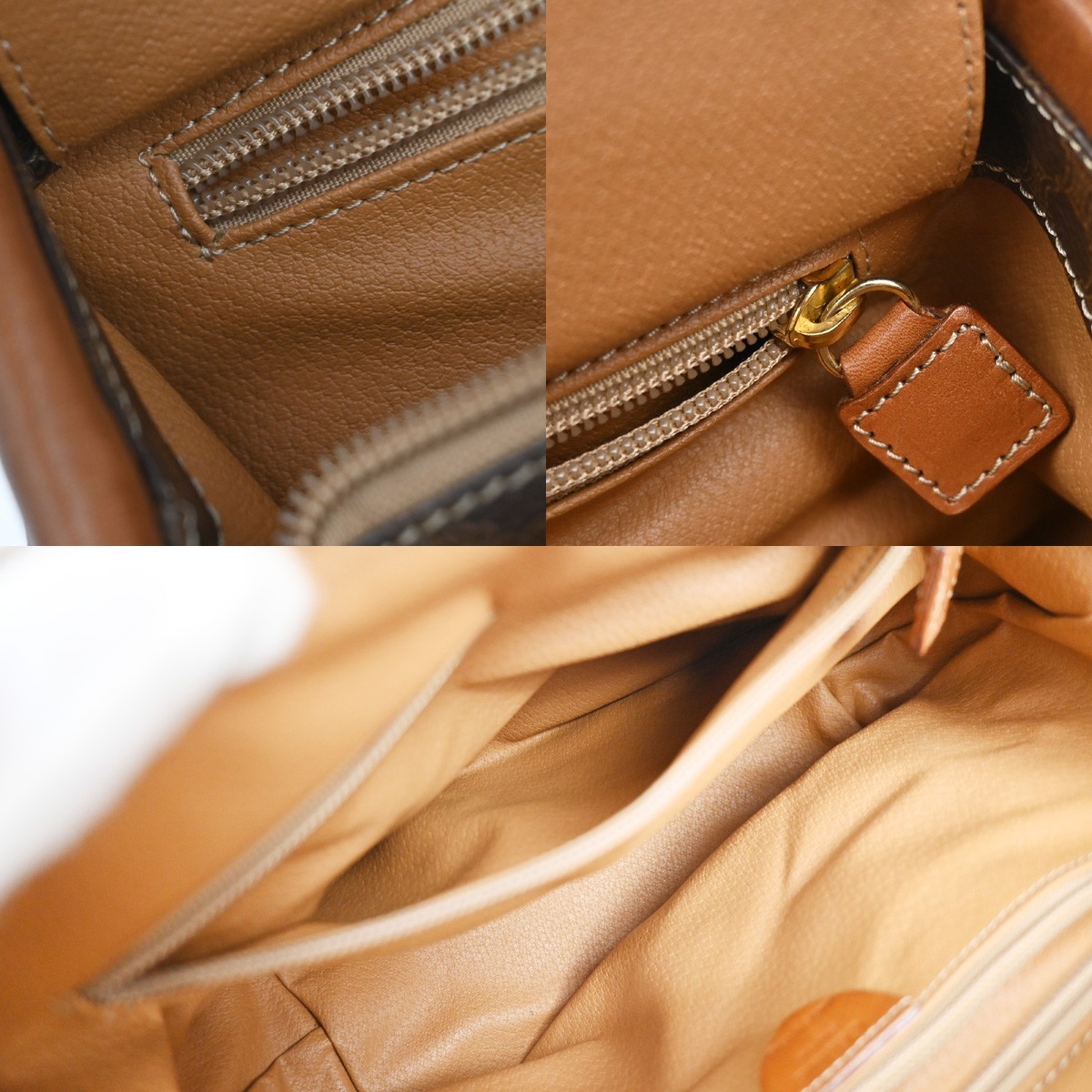 CELINE Logo Circle Macadam Pattern Hand Bag PVC Leather Brown GHW Italy 38KB361