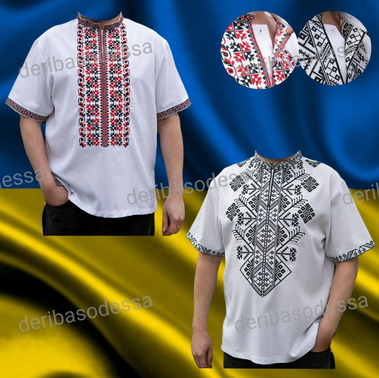 Ukrainian Embroidered Tradition shirt for men Sorochka Vyshyvanka S,M,L,XL-4XL
