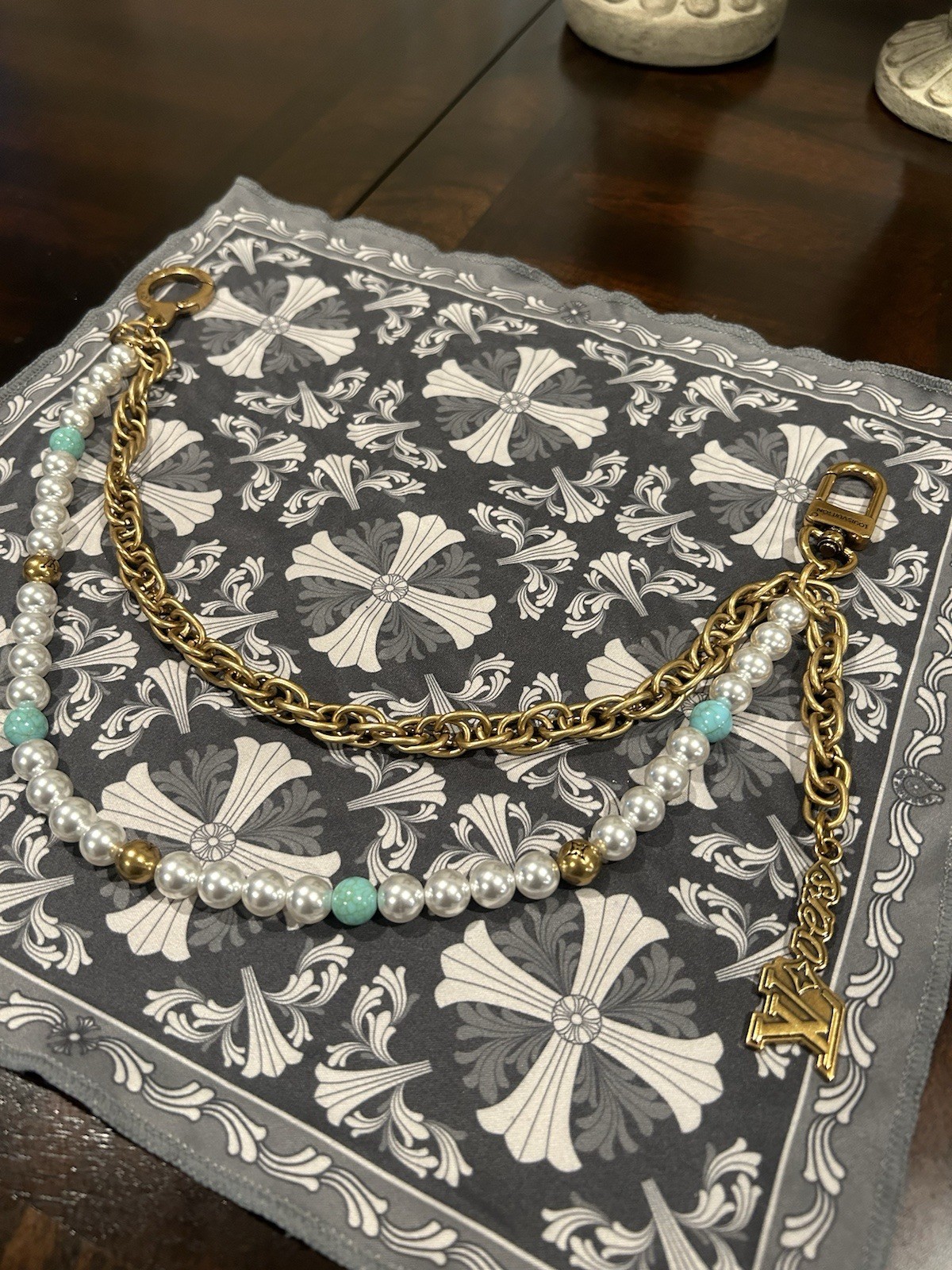 Louis Vuitton Pearl Wallet Chain And Bag Charm