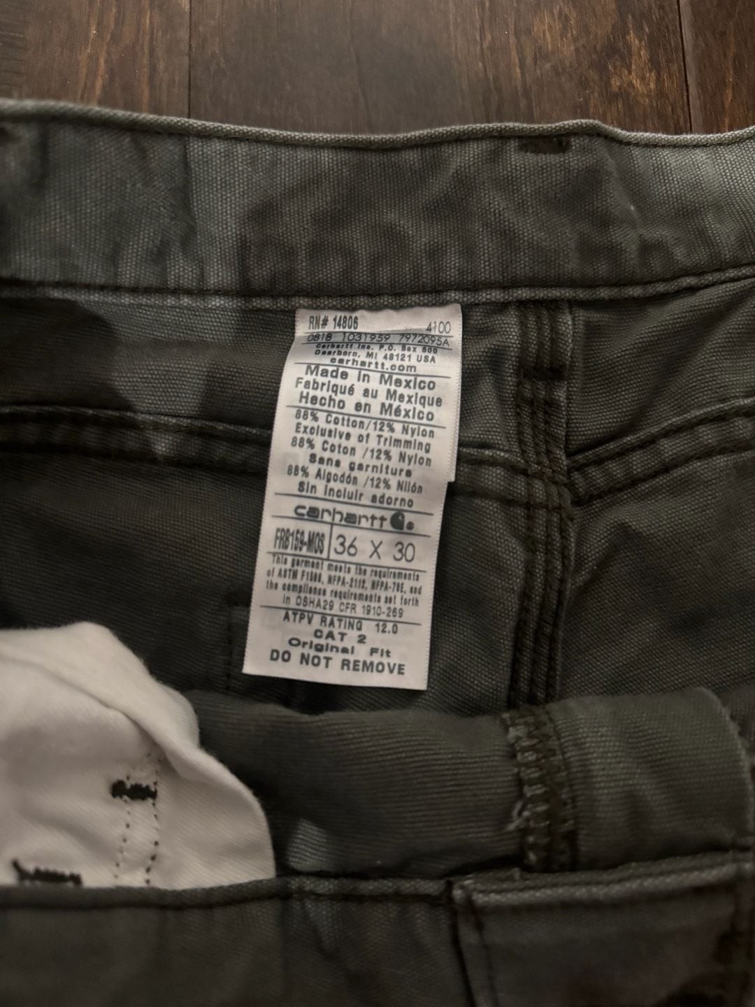 Carhartt FRB159-MOS Flame-Resistant Canvas Carpenter Pants Dark Moss