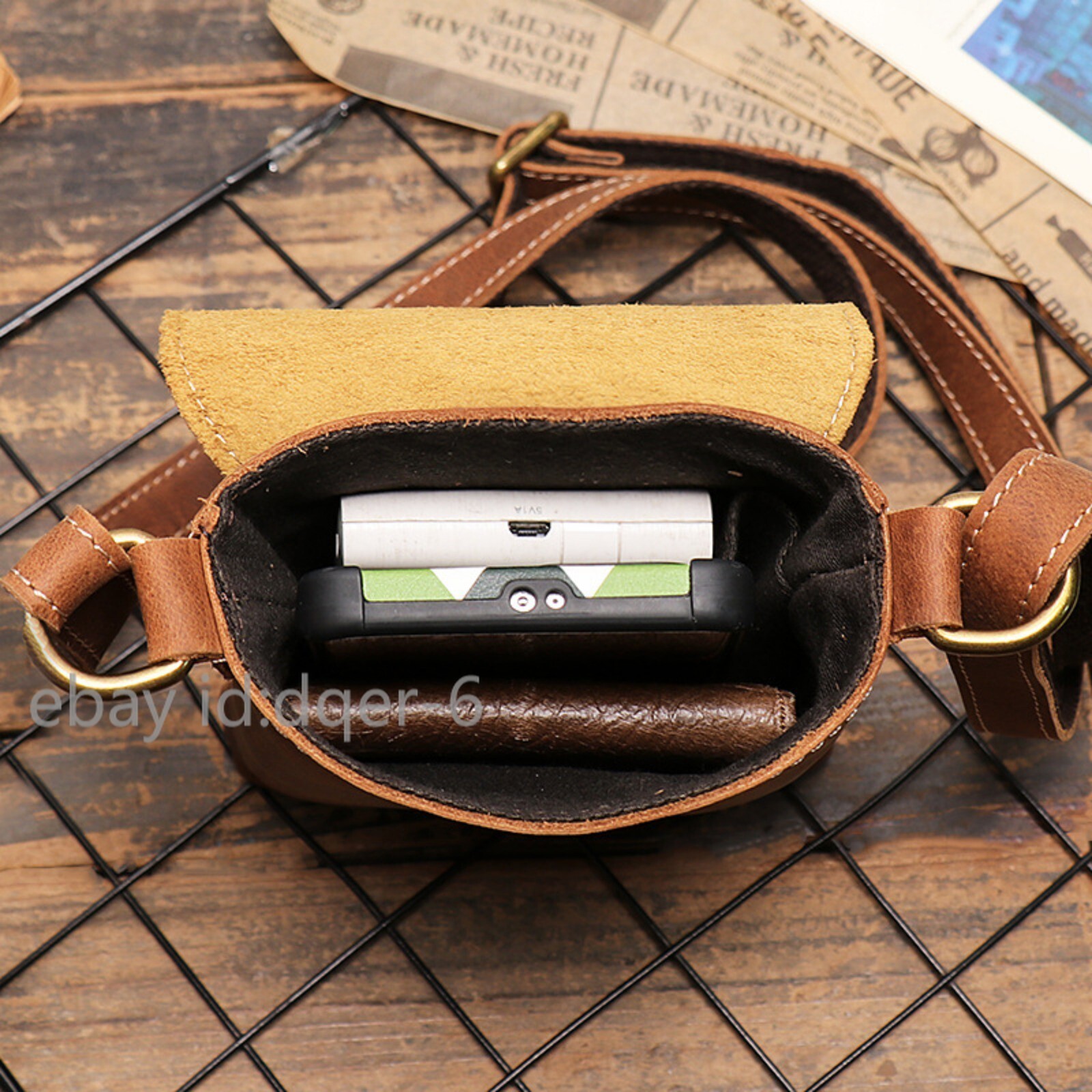 Mens Leather Shoulder Bag Small Crossbody Pouch Vintage Phone Wallet Carrier