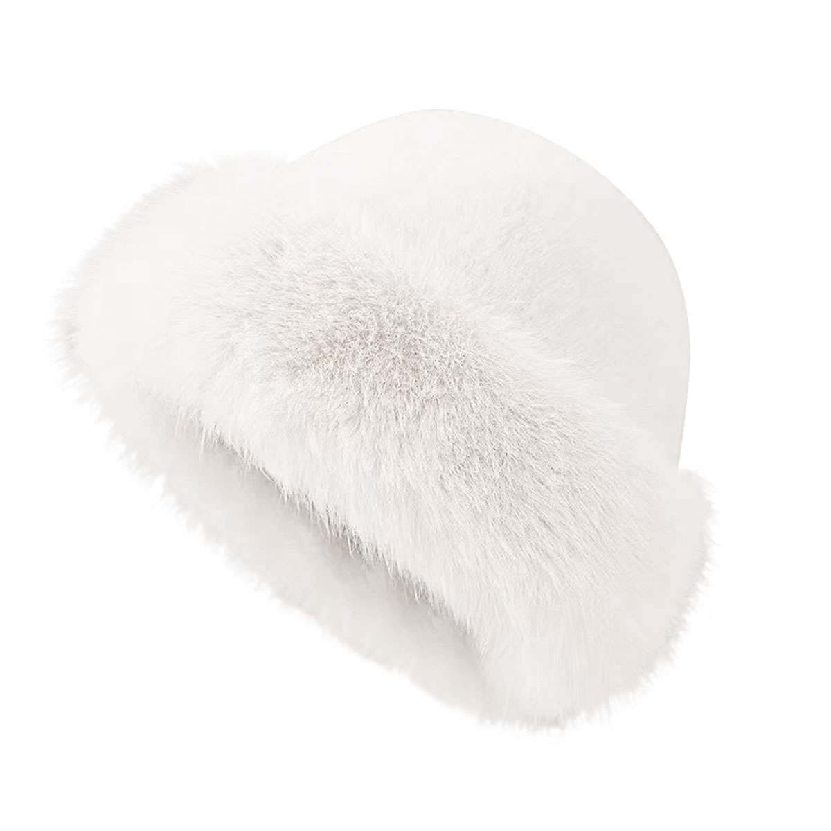 Fluffy Fur Fisherman Hat Women Winter Plush Ear Protection Cap Windproof Warm