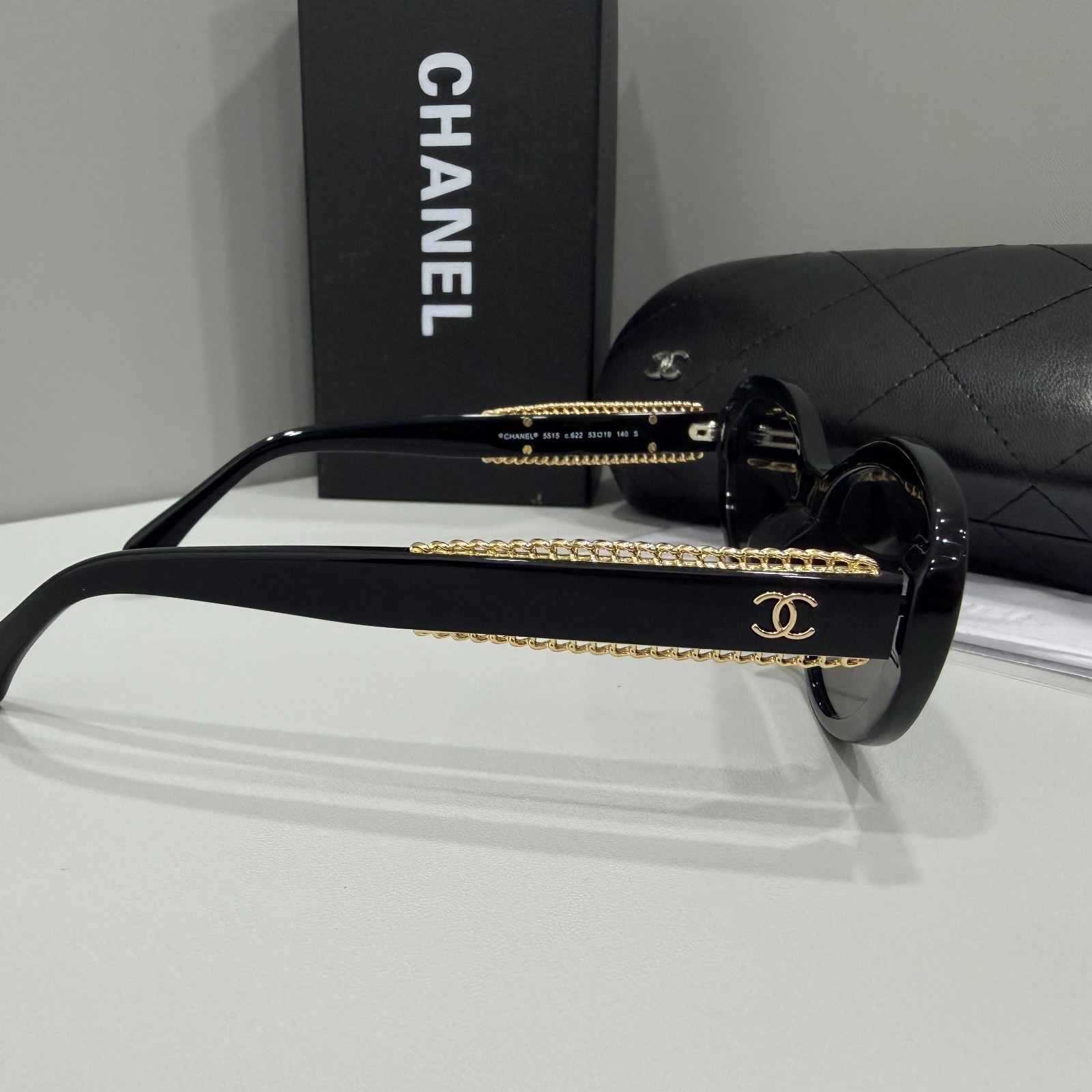 Chanel 5515 black cat eye frame women’s classic sunglasses 53-19-140 NEW