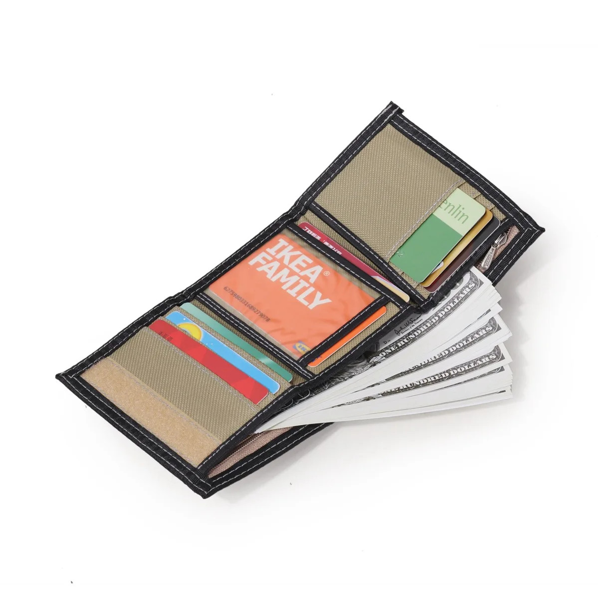 Teens Nylon Trifold Casual Gray Wallet for Male Men Women Young Novelty Money Ba