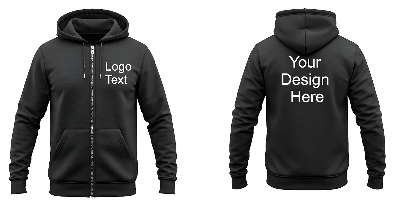 Unisex Custom Printed Personalized Graphic Logo Text Name Full Zip Sweatshirt