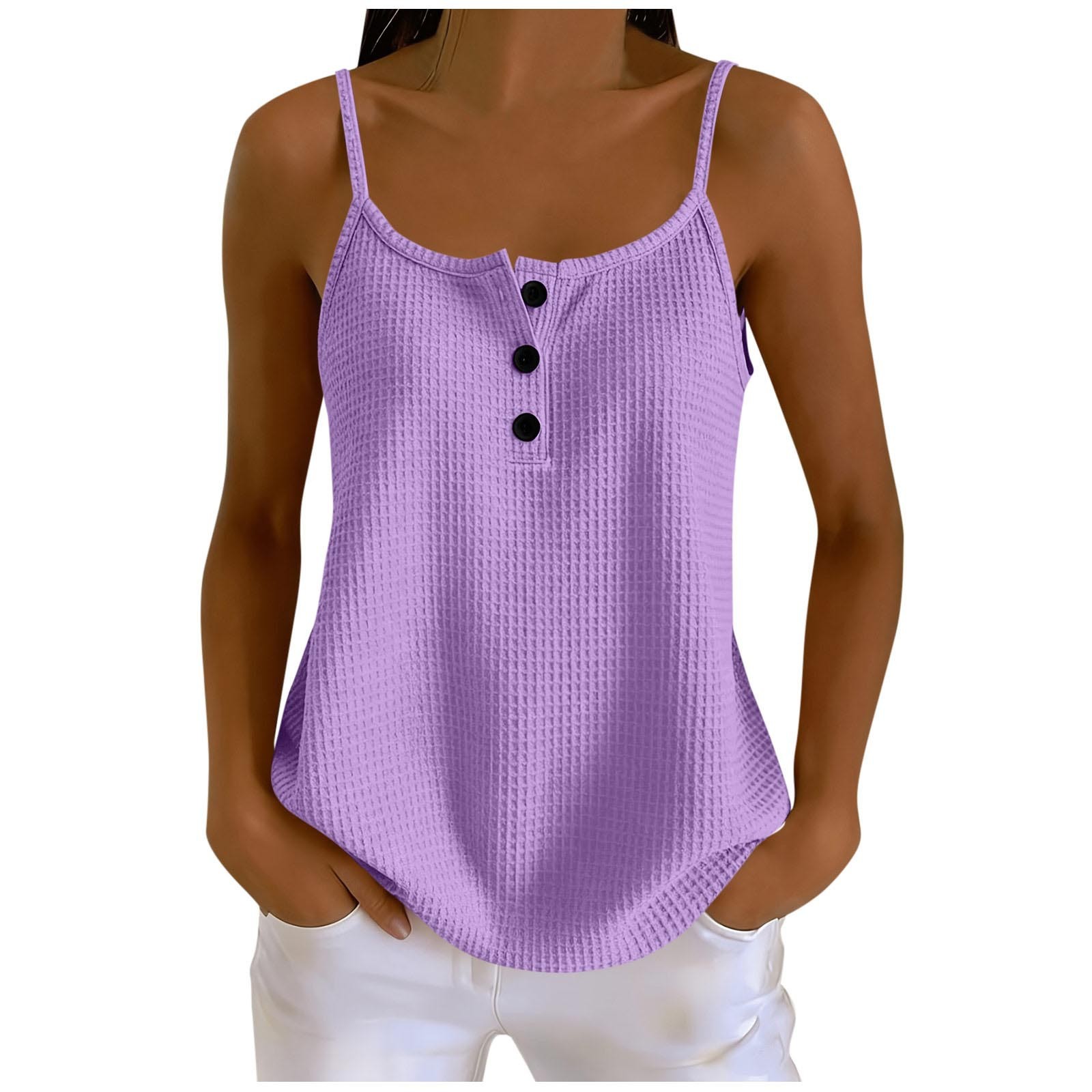 NEW Summer Solid-color Waffle-knit Patchwork Camisole Sizes S-XXL Desk Organizer