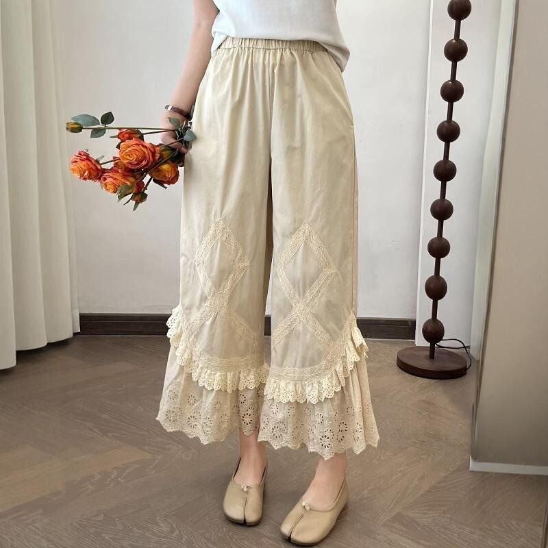 Ladies Victorian Bloomers Pants Renaissance Pettipants Ruffle Trousers Mori Girl