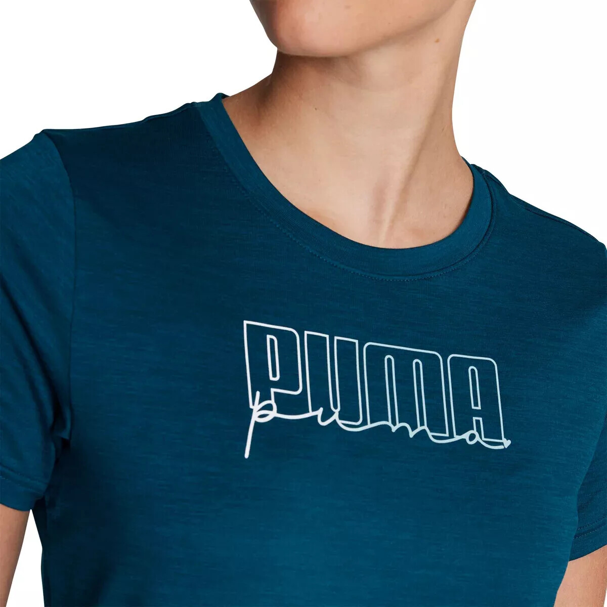 PUMA Ladies’ Short Sleeve Logo Tee, Lightweight – Blue & Pink