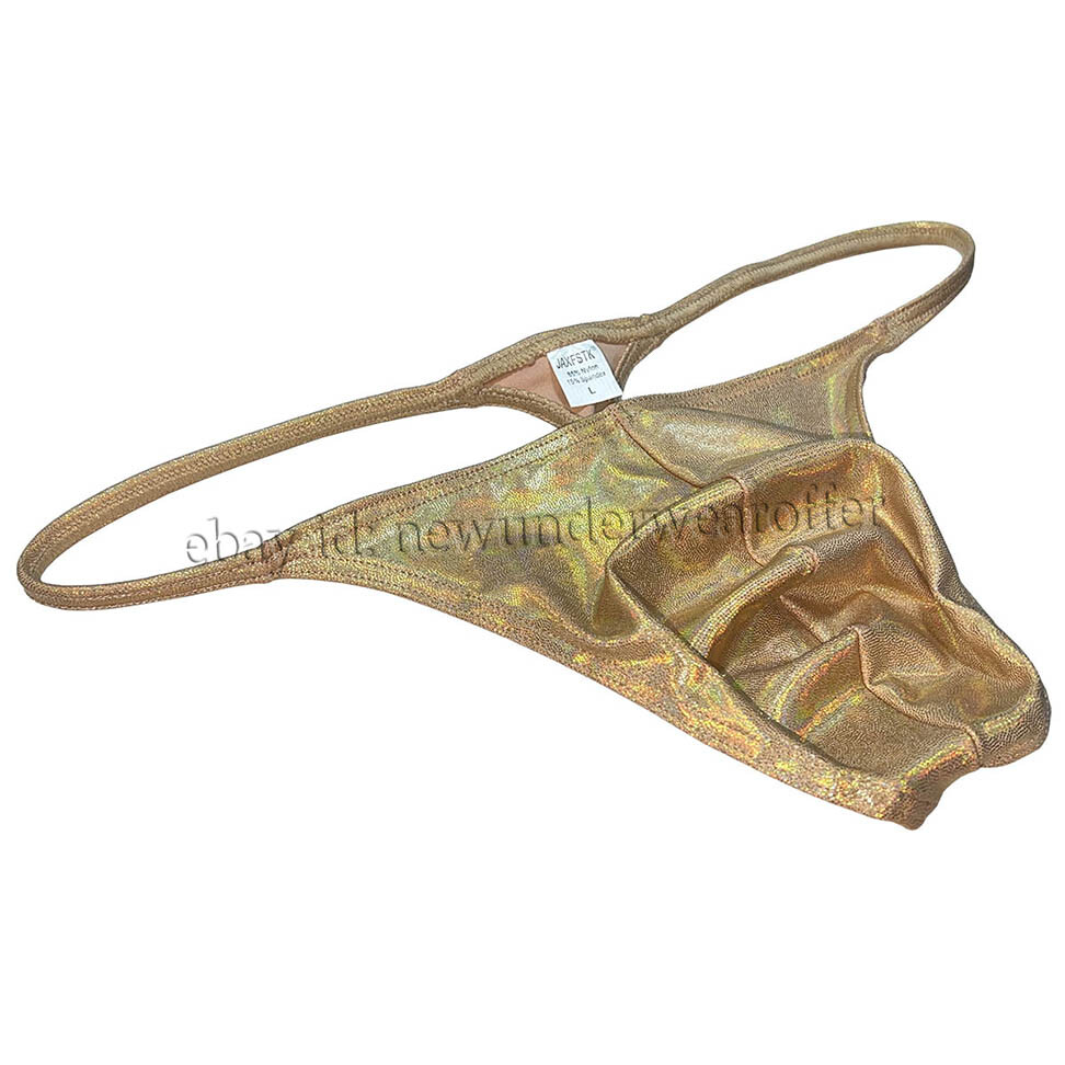 Men Shiny Bikini Thong Underwear Low-rise G-string Bulge Pouch T-back Jockstrap