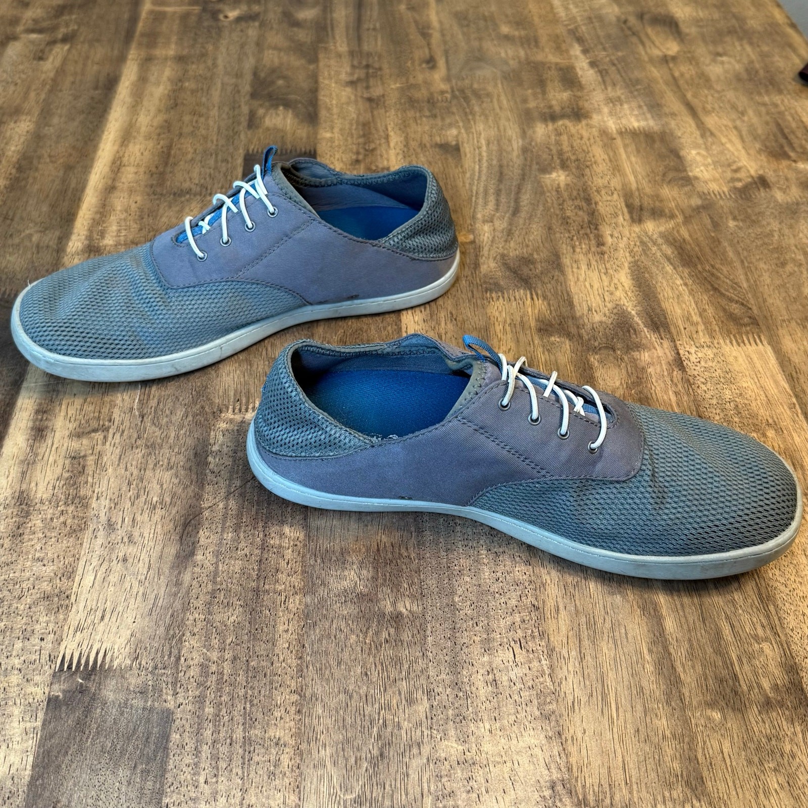 Olukai Boat Shoes Nohea Moku No Tie Beach Casual Slip On Gray/Blue Men’s Size 11