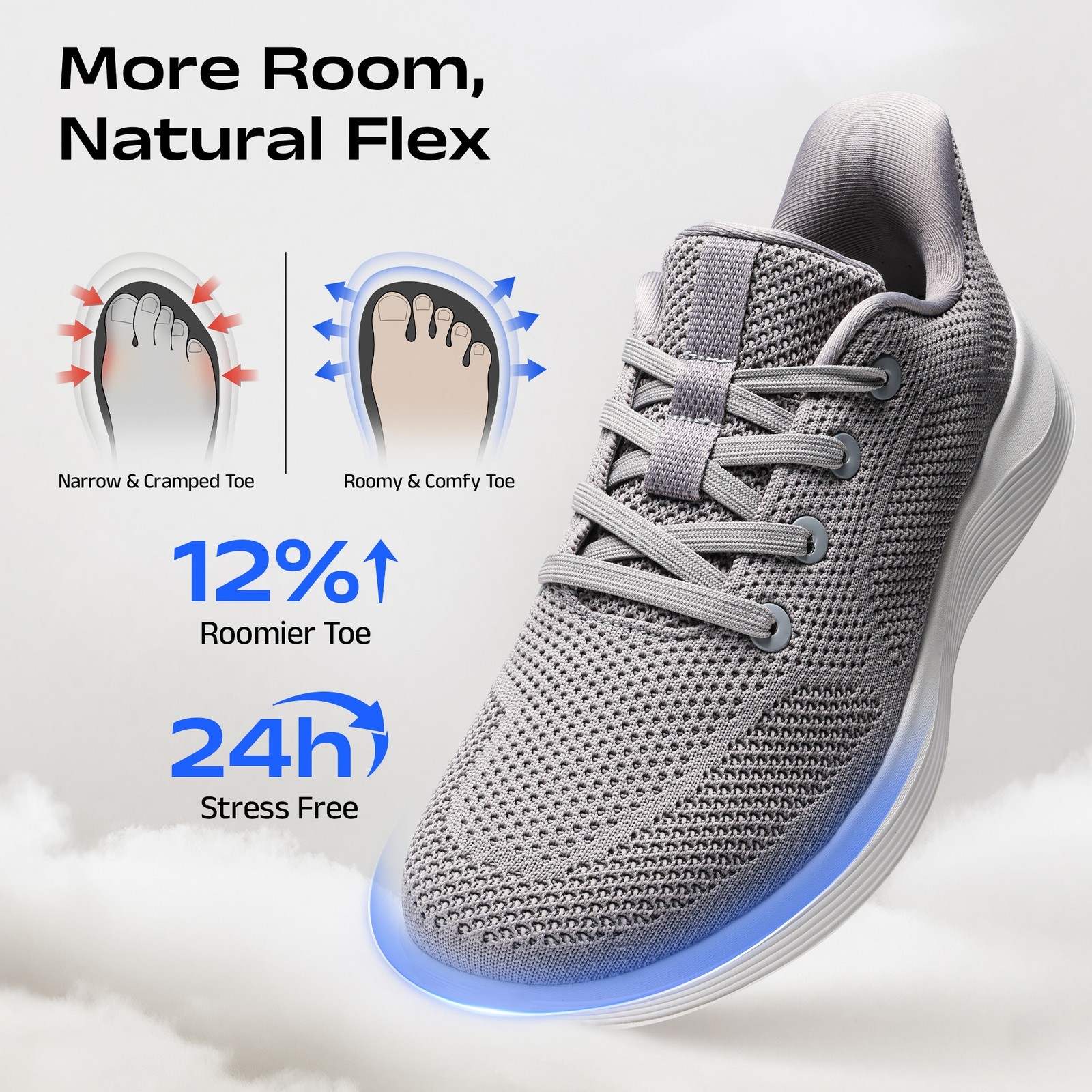 Men’s Roomy Toe Slip On Sneakers Hands Free Casual Walking Shoes