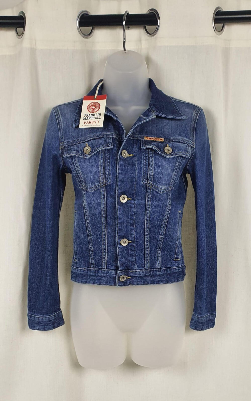 Franklin Marshall Varsity Denim Jacket UK S LN121 MM 12