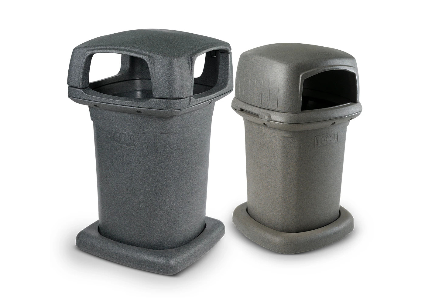 Toter 60 Gallon Graystone Plastic Commercial Hinged Lid Trash Can|12333