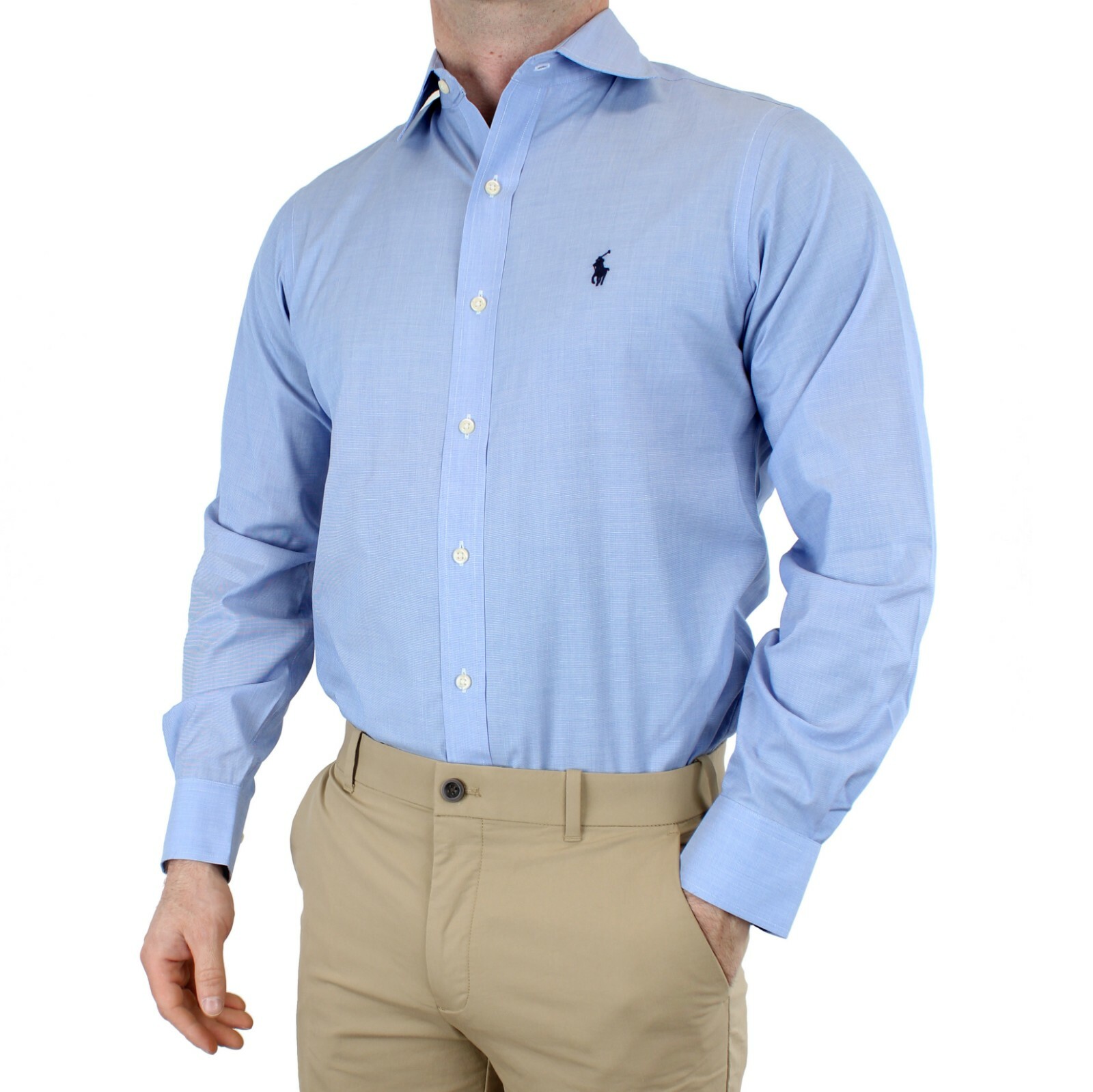 Ralph Lauren Poplin Dress Shirt Men’s Slim Fit Easy Care Casual Cotton MSRP $79