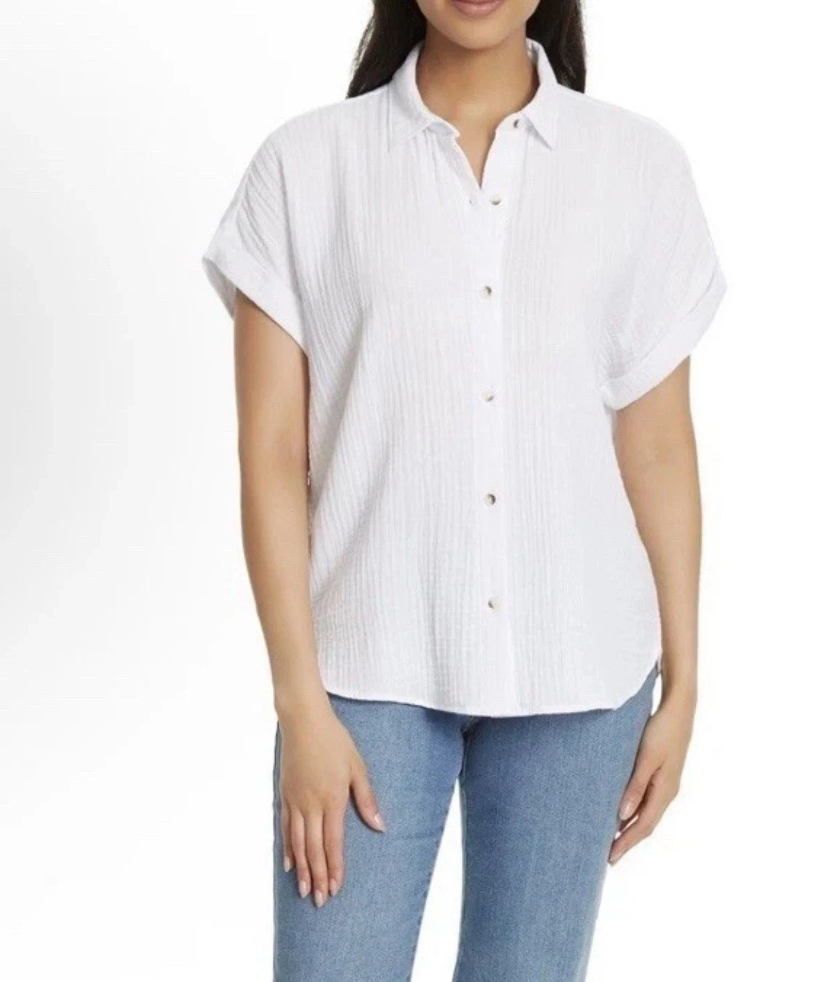 Jessica Simpson Women’s Short Cap Sleeve Gauze Top(1859442)