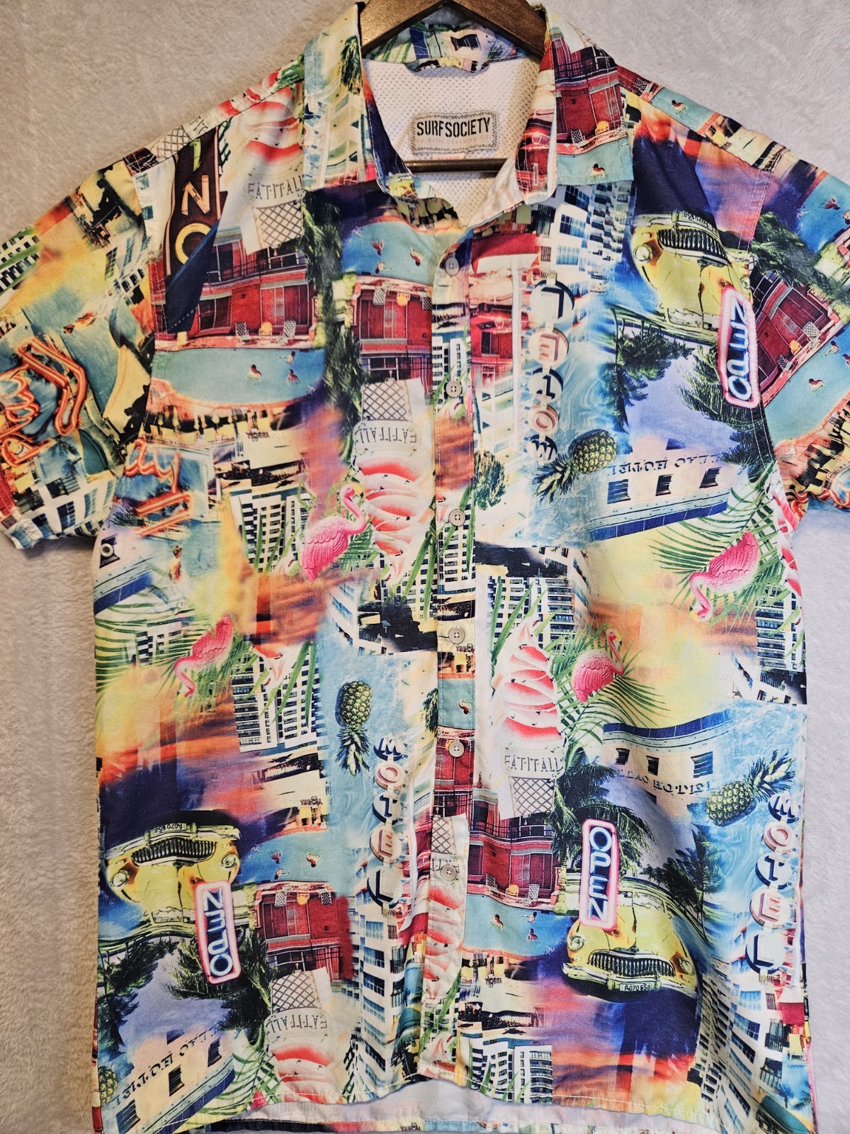 Surf Society Men’s Shirt Sz XL Button-Down Coastal Tropical Casual Fishing Beach