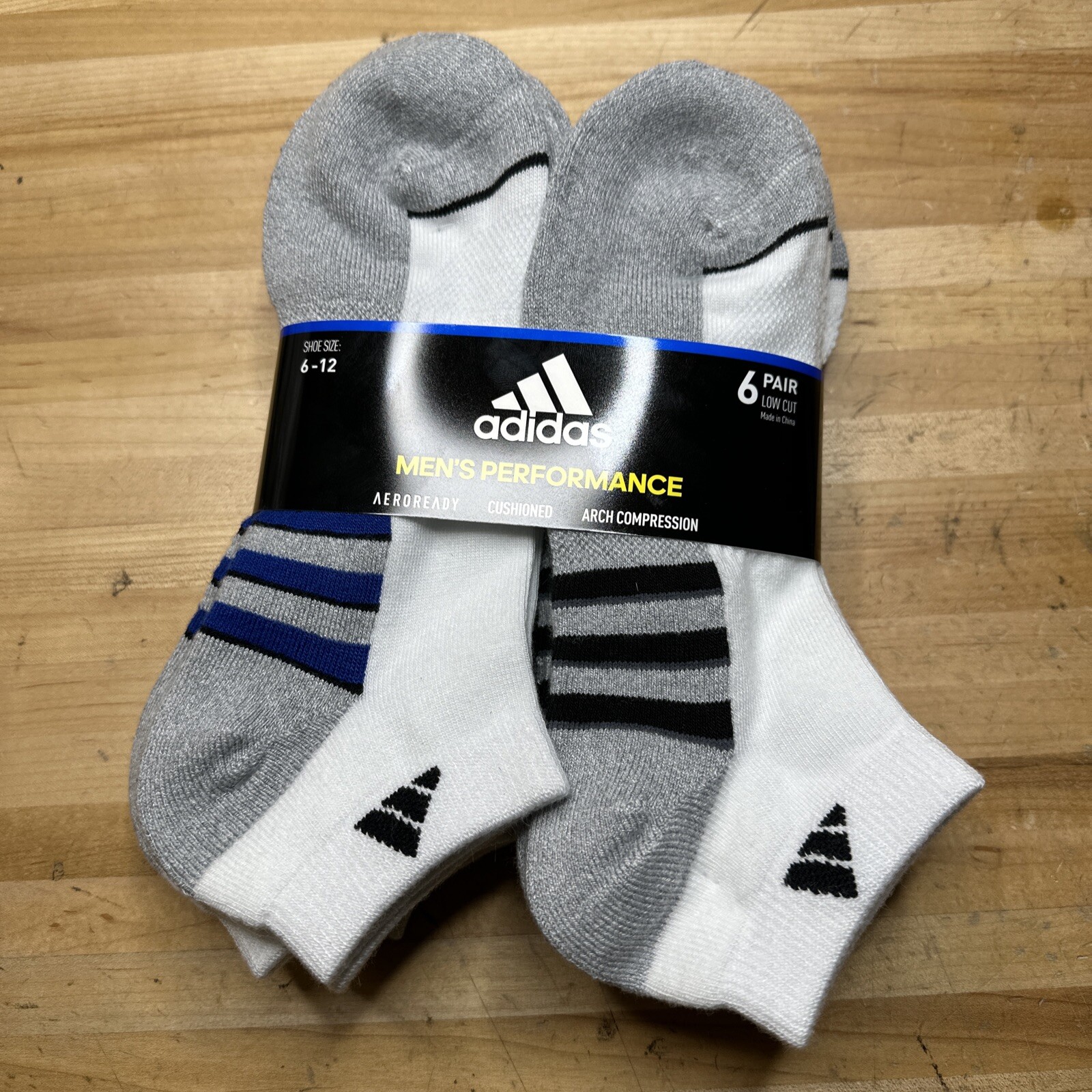 6 Pairs Adidas Men’s Cushioned Low Cut Ankle Socks White 6-12 NEW