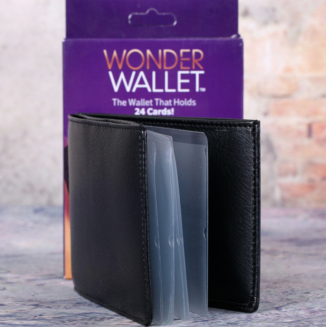 Wonder Wallet Black Leather Amazing Slim Thin RFID Wallets – As Seen on TV