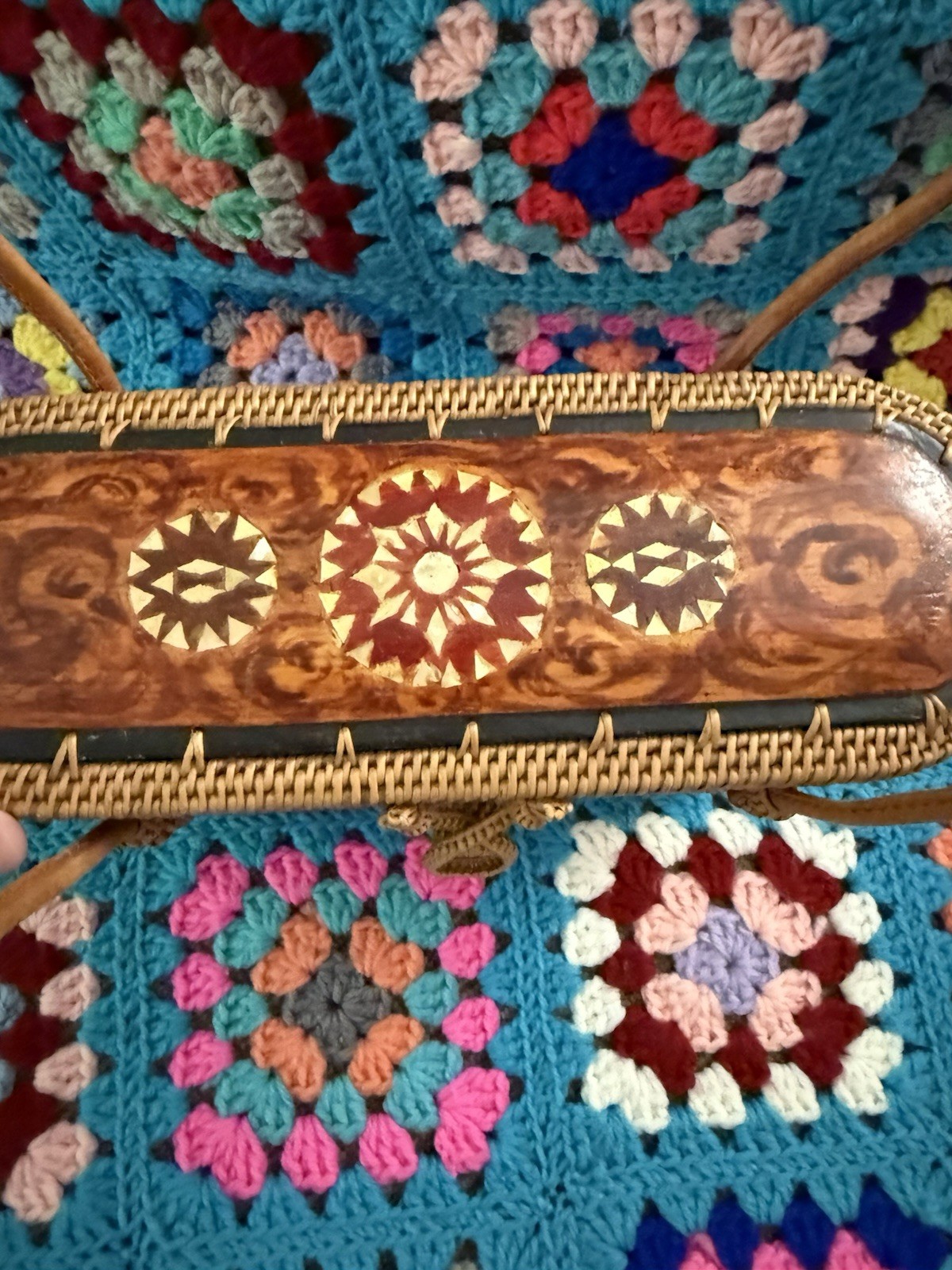 Dewi Tan Bag Medium Double Handles handcrafted woven rattan artisan