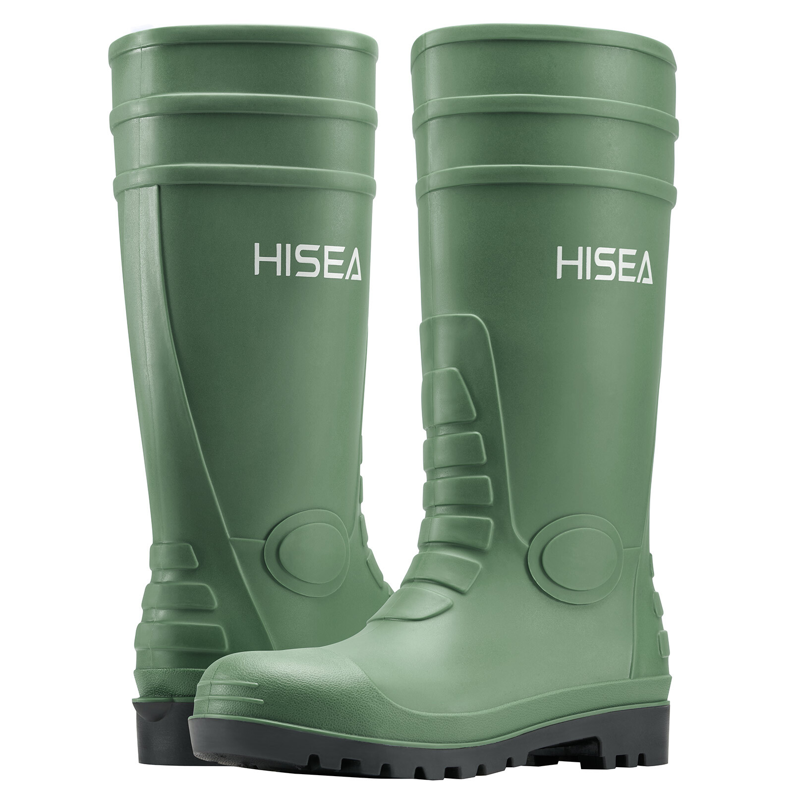 HISEA Men Rain Boots w/Steel Shank Waterproof Corrosion-Resistant Mud Work Boots