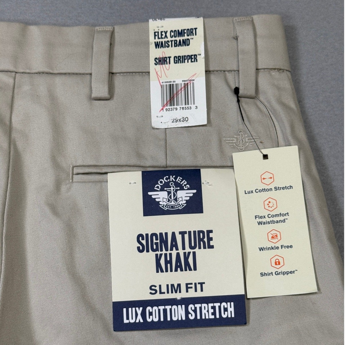 Dockers Men’s Signature Khaki Lux Slim-Fit Stretch Pants Cloud 29×30 $62
