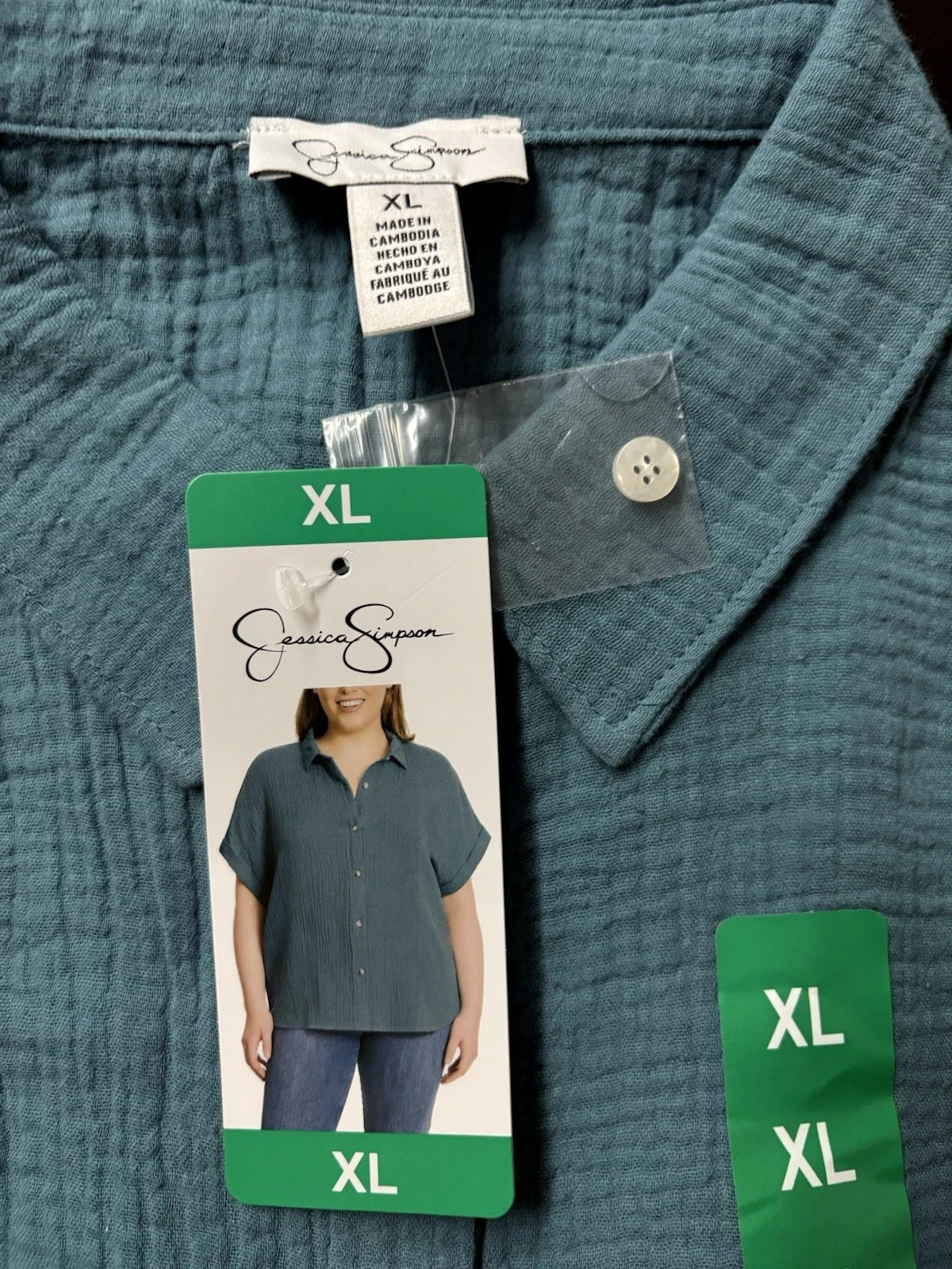 Jessica Simpson Women’s Short Cap Sleeve Gauze Top(1859442)