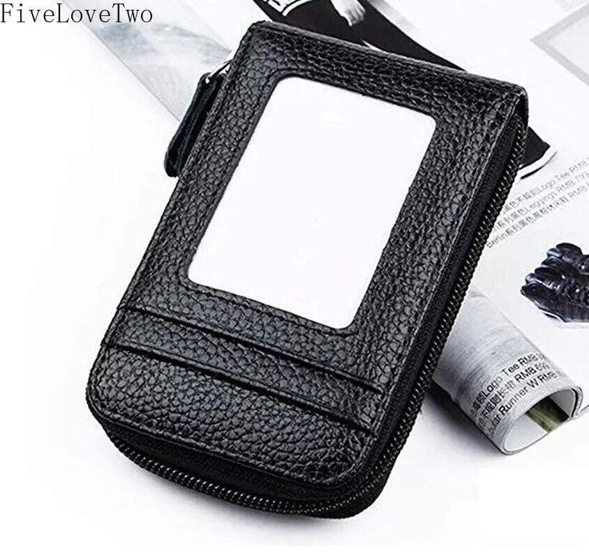 Mens RFID Blocking Leather Wallet Credit Card ID Holder Zipper Purse Waterproof