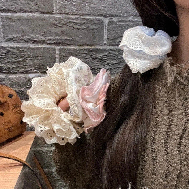 1pcs Cloth Lace Hair Rope for Women Fashion High Ponytail Hair Ties Cute Girl