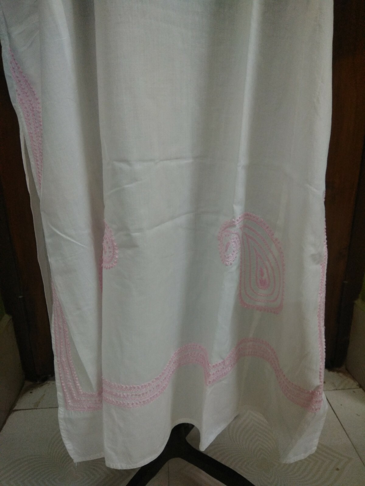 WOMEN MAXI TUNIC 5XL 52″ HANDMADE CHIKAN EMBROIDERY KURTI 100% COTTON ETHNIC TOP