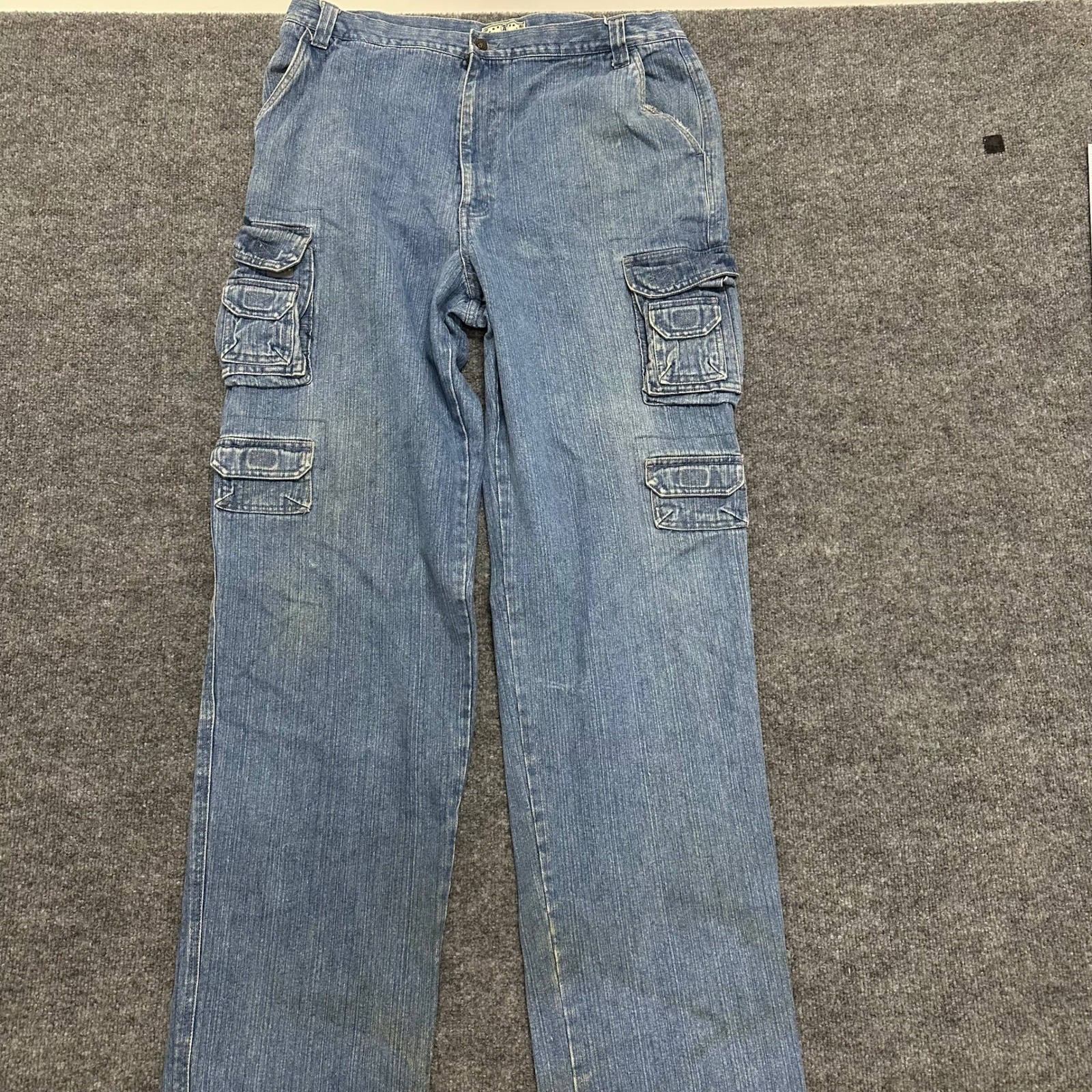 Liberty Blue Cargo Jeans Mens Size 38 Tall Blue Denim Relaxed Fit Utility