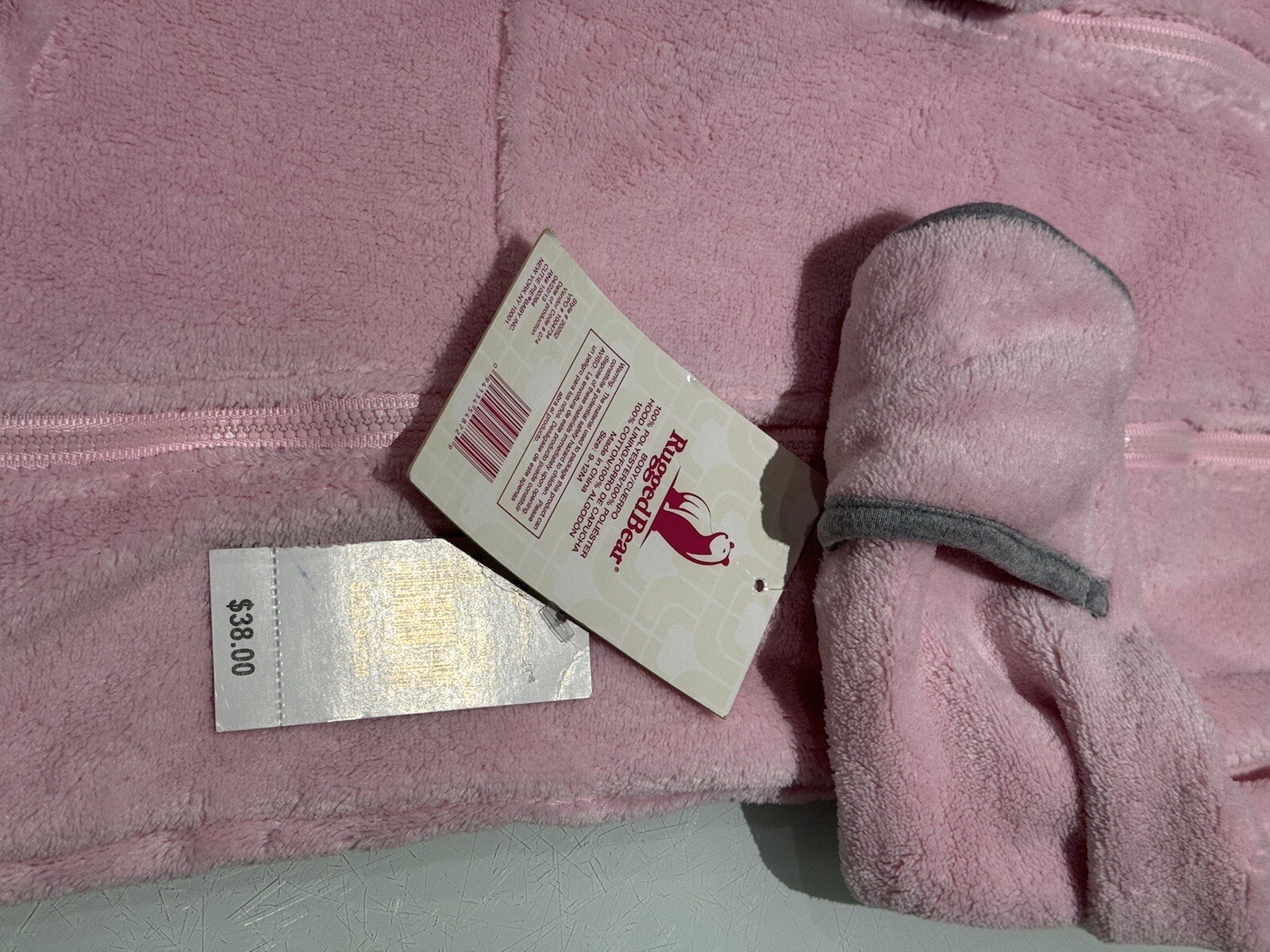 NWT Rugged Bear Hooded Sherpa Coverall, Size 9-12 months, pink foam $38.00