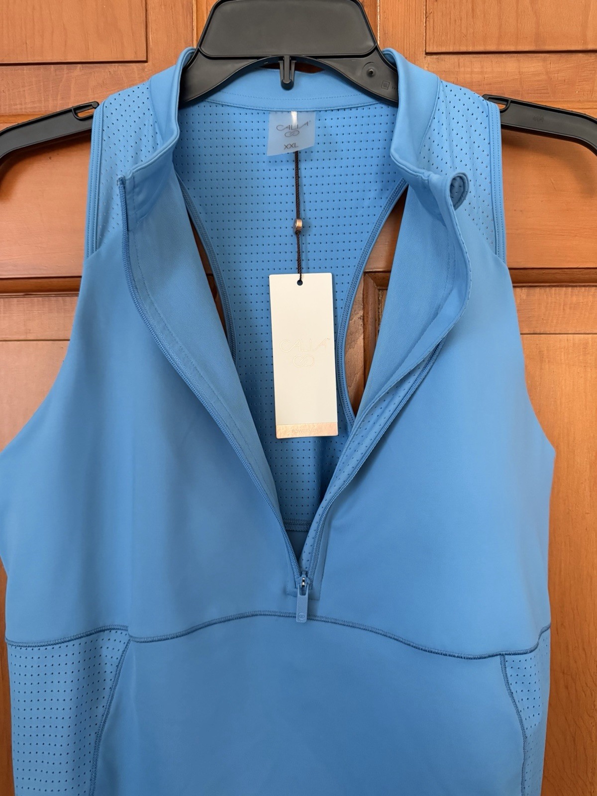 Women’s Calia Powermove 1/2 Zip Crop Sleeveless Tank Tranquil Blue Size XXL NWT