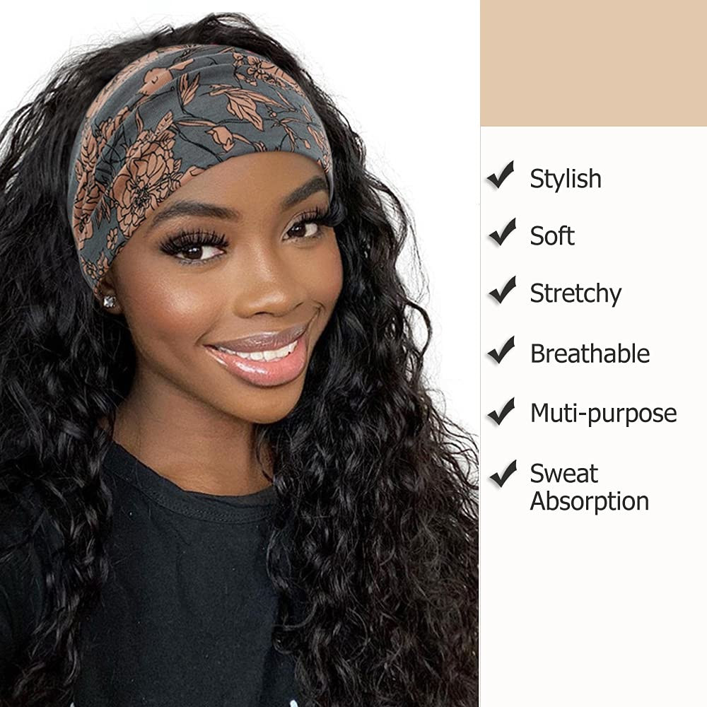 Wide Boho Headbands for Women Fashion Knotted Headband Yoga Workout Hair Accesso
