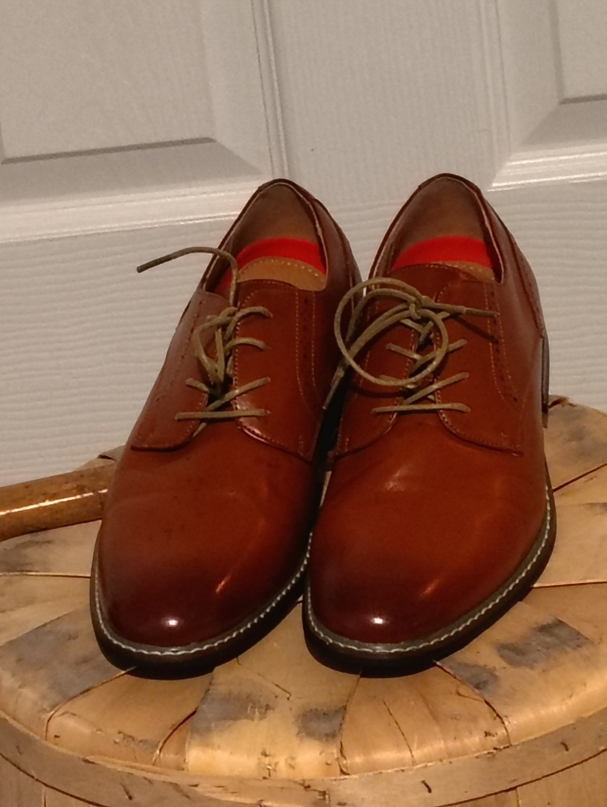Bruno Marc Men’s Brown Leather Lace-Up Derby Oxford Dress Shoes Size 9