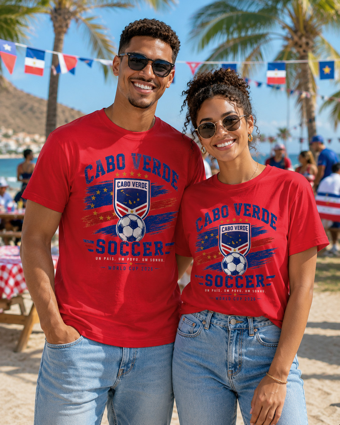 Cape Verde Flag Verdean Day Football Mens Light Cotton T-Shirt