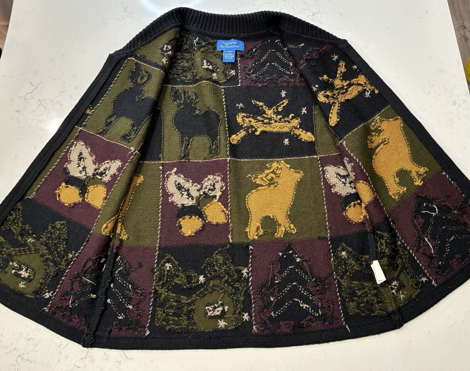 NATURAL REFLECTIONS (VTG) Wool Blend Sweater Vest Med Full Zip Cabincore Nature