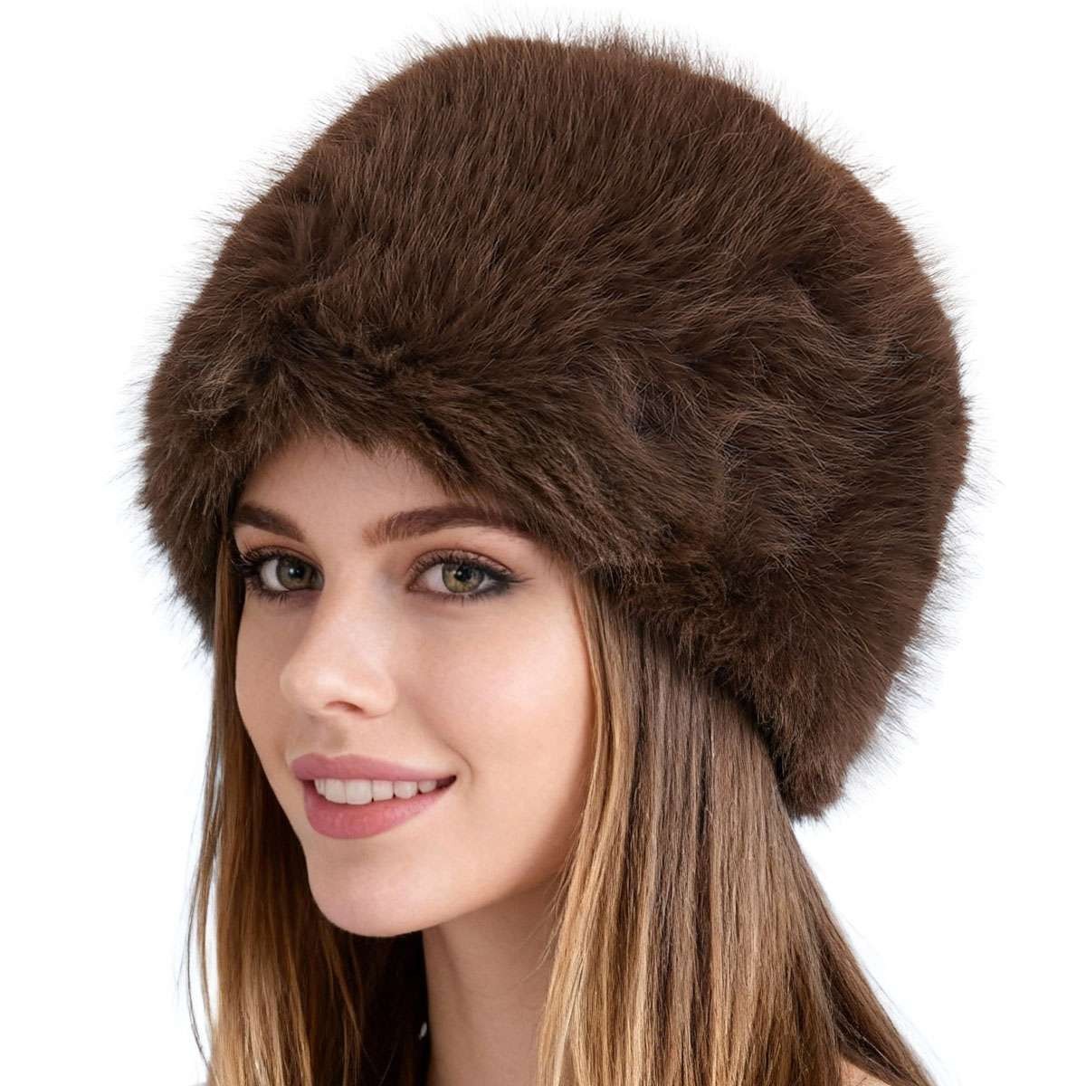 Women Faux Fur Bucket Hat Fishing Cap Fluffy Plush Winter Warm Cute Soft Solid